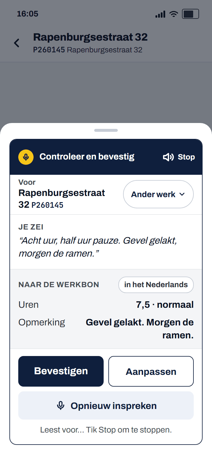 Voorstelkaart met het luidsprekertje rechtsboven, dat aan het voorlezen is